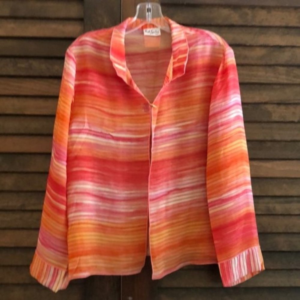 Striped Orange and Pink Maxi Dress with Jacket - Picture 2 of 13